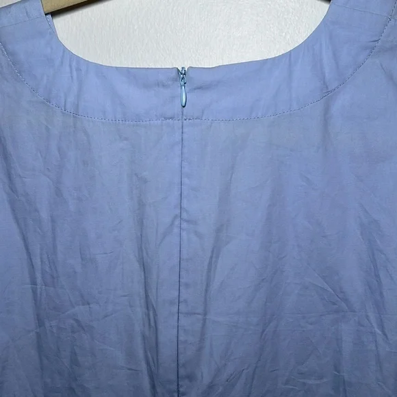English Factory Light Blue Asymmetrical Tie Front Oxford like  Blouse - Picture 7 of 7